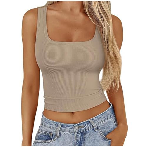 tsaChick Tank Top Damen Einfarbig Lässige Modische Rundkragen Ärmellos Tops Oberteile Basic Slimfit Lose Damen Damen Sommer italienische Mode Sale Leicht Elegant 2024 Neu X1116 von tsaChick