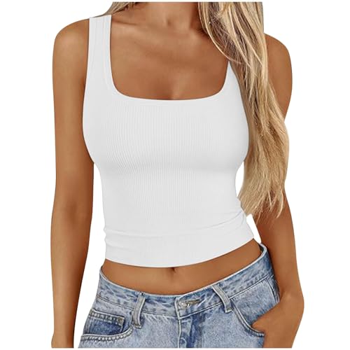 tsaChick Tank Top Damen Einfarbig Lässige Modische Rundkragen Ärmellos Tops Oberteile Basic Slimfit Lose Damen Damen Sommer italienische Mode Sale Leicht Elegant 2024 Neu X1116 von tsaChick