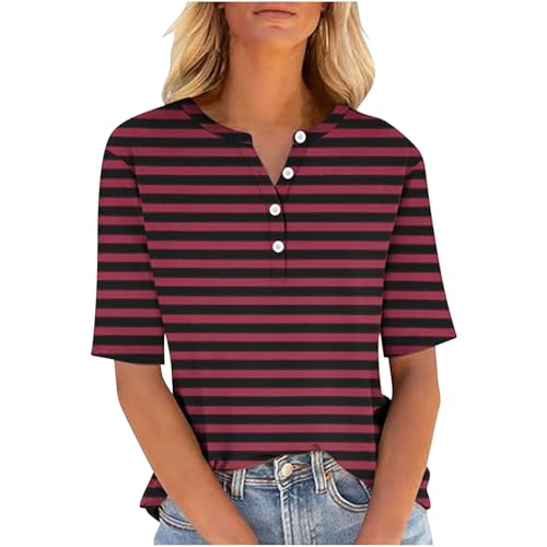 tsaChick Tank Top Damen T Shirt V Ausschnitt Damen Colorblock Gradient Longshirt Mittelalter Bluse Damen V-Ausschnitt Kurzarm Tanktop Damen Mode Kleidung Beachwear Damen Business 2024 Neu E5089 von tsaChick