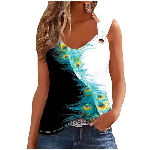 tsaChick Tanktops Frauen Y2K Top Ärmellos Sommer Tanktop Frauen und Mädchen Rundkragen Breite Schultergurte Klassische Crop Top Weiß Damen V Ausschnitt Feather Tanktops & Träger-Tops für Damen BXB37 von tsaChick