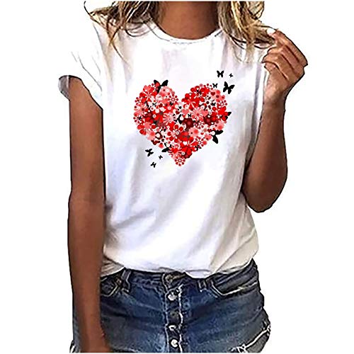 tsaChick Tennisshirt Damen Sommer T-Shirt Damen Basic T Shirt Bedrucken Rundhalsausschnitt Weiß Oberteile Baumwolle Casual Damen Kurzarm Bluse Tops von tsaChick