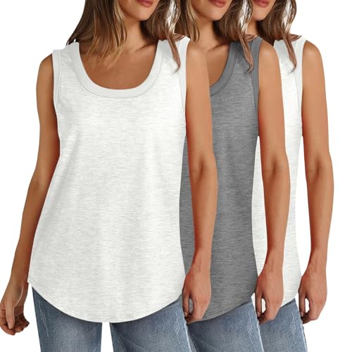 tsaChick Top Damen Extra Lange Tshirts Einfarbig Lässige Crop Tshirt Damen Bluse Weiss Damen Rundkragen Ärmellos Pullover Damen Italienische Mode Leinen Set Damen Casual 2024 Neu D10174 von tsaChick