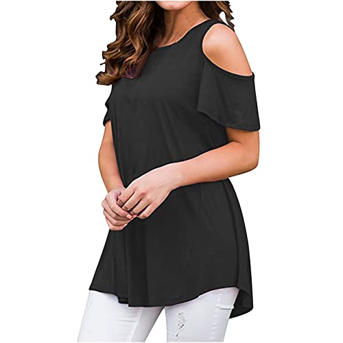 tsaChick Tshirt Damen Kurzarm Trägerlos Unifarben Blusenkleid Damen Rundhals Tshirt Damen Elegant Lockere Damen Oberteile Sommer Tops Lässig Tops Für Damen Sexy Täglich Teenager Mädchen von tsaChick