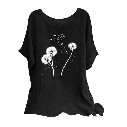 tsaChick Tshirt Damen Sommer einfarbig Mode lässig Rundhals Baumwolle Leinen Fledermaus-Ärmel Top Sonderverkauf beliebt und elegant täglich vielseitig locker dünn weich und bequem 2024 neu X451 von tsaChick