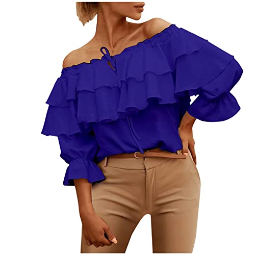 tsaChick Tshirt MäNner Bluse Damen Schulterfreie Oberteile Damen Sommer One Shoulder Shirt Kurzarm Basic T-Shirt Casual Carmenblusen Sexy Elegant Bluse Einfarbig von tsaChick