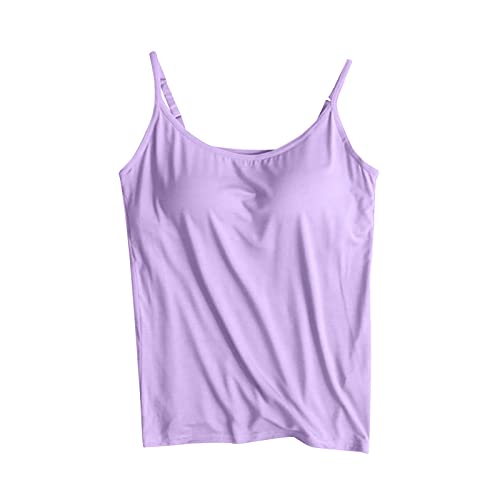 tsaChick Unterhemd Camisole für Frauen, Verstellbarer Träger, Tank-Top, mit integriertem BH, ärmelloses Top, Reine Farbe von tsaChick