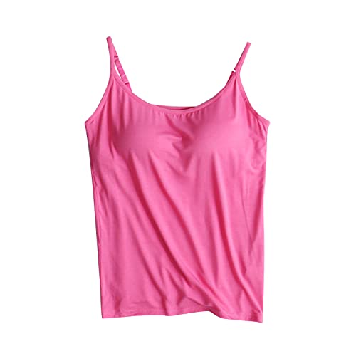 tsaChick Unterhemd Mit BH Integriert Camisole für Frauen, Verstellbarer Träger, Tank-Top, mit integriertem BH, ärmelloses Top, Reine Farbe von tsaChick