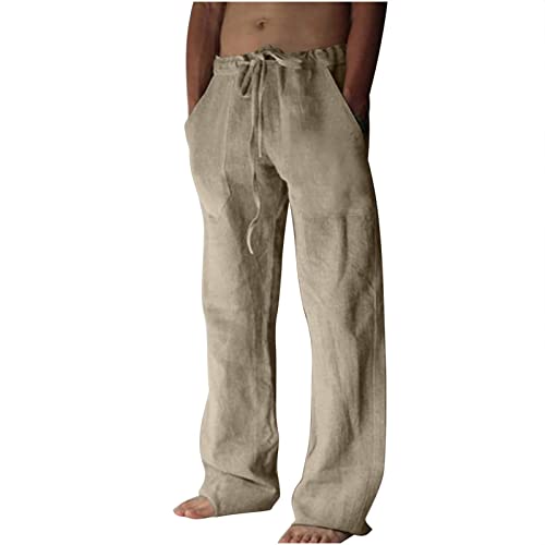 tsaChick Unterhosen MäNner Herren Full Length Pants Baumwolle Leinen Elastische Taille Gemischt Atmungsaktiv Komfortabel Weich Strand Casual Hosen In voller Länge Hosen JmP511 von tsaChick