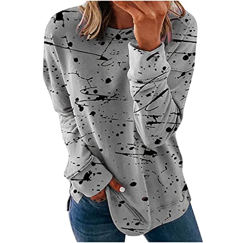 tsaChick Weihnachtstag Sweatshirt Damen Oversized Frauen Sweatshirt Loose Crewneck Pullover Langarm Tops Farbblock Rundhals Oberteil S-2XL Pullover Damen Schwarz von tsaChick