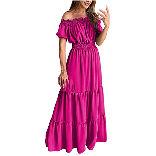 tsaChick Weißes Kleid Langarm Clearance Damen Kurzarm Off-Shoulder Solid Knöchellanges Kleid Langes Kleid Mädchen Kleid Schwarz Clearance Blusenkleid Damen Clearance Prinzessin Kleid Damen Clearance von tsaChick