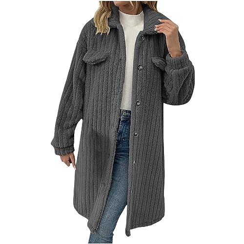 tsaChick Winterjacken Für Damen Mantel Damen Trenchcoat Damen Lang Damenjacke Übergangsjacke Denim Jacket Women Wintermantel Aus Plüsch In Uni-Farbe Für Damen von tsaChick