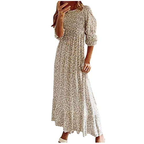 tsaChick Womens Maxi Dresses Langarm Rundhals Knöchelkleid Mode Chiffon Sommer lässig V Ausschnitt 3/4 Ärmel langes Kleid &1951Bto von tsaChick