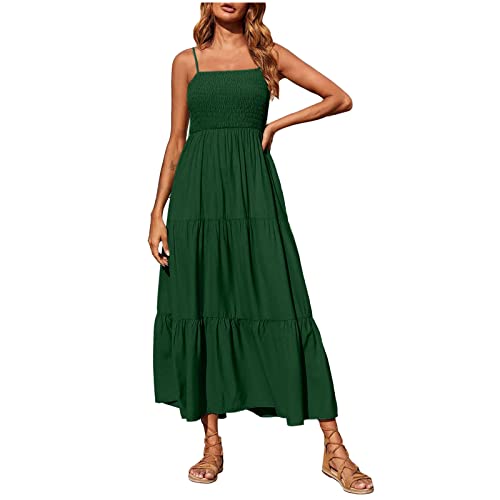 tsaChick maxikleid Damen Sommer Boho schwarz, Sommerkleid Damen midi 46, Rockabilly Kleider Damen rot, Green L 38 von tsaChick