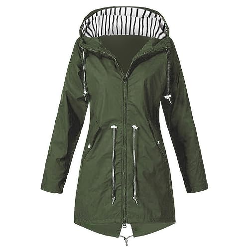 tsaChick Regenjacken für Damen, Regenmantel Damen wasserdicht Army Green 128 M von tsaChick