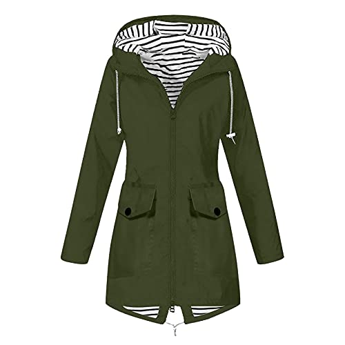 tsaChick regenparka damen wasserdicht, Damen Regenjacke Mit Kapuze Wasserdicht Windbreaker Wetterfest Übergangsjacke Regenmantel von tsaChick