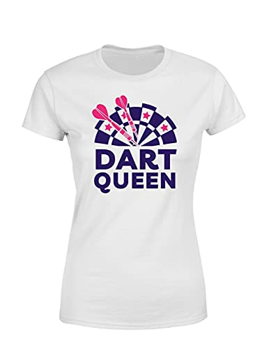 Dart & Dartscheibe Queen Damen T-Shirt Dart Sprüche Dartspieler Mannschaft, Farbe: Weiß, Größe: X-Large von tshirtladen
