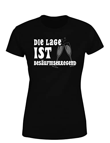 Die Lage Ist Besäufniserregend - lustiges Statement Damen T-Shirt, Farbe: Black, Größe: L von tshirtladen