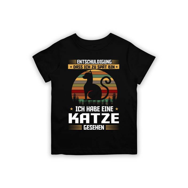 Entschuldigung Dass Ich Zu Spät Bin... Habe Eine Katze Gesehen Kinder T-Shirt von tshirtladen