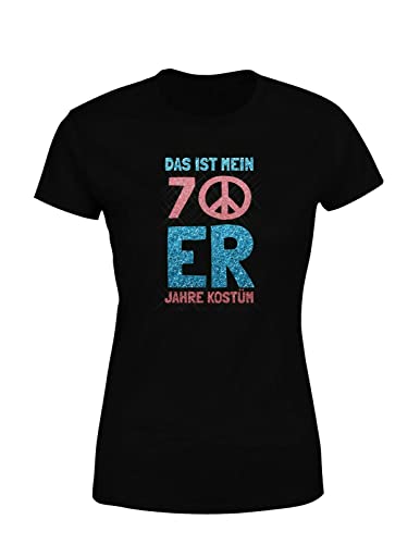 Fastnacht & Karneval Das ist Mein 70er Jahre Kostüm Damen T-Shirt, Farbe: Schwarz, Größe: X-Large von tshirtladen