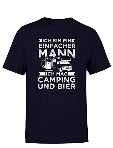 Ich Bin EIN Einfacher Mann Ich Mag Camping Und Bier - Camper - Herren T-Shirt, Farbe: Navy, Größe: M von tshirtladen