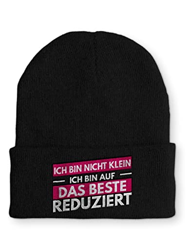 Ich bin nicht klein Ich bin auf das beste reduziert Beanie Mütze mit Spruch, Farbe: Black von tshirtladen