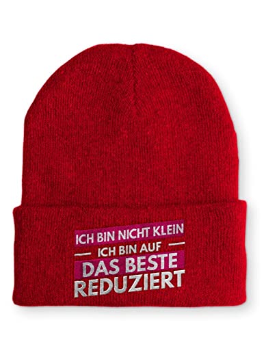 Ich Bin Nicht klein Ich Bin auf das Beste reduziert Beanie Mütze mit Spruch, Farbe: Rot von tshirtladen