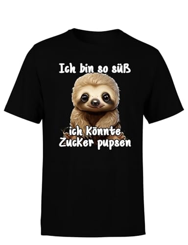 Ich Bin So Süß Ich Könnte Zucker Pupsen lustiges Faultier Herren T-Shirt, Farbe: Black, Größe: 7XL von tshirtladen