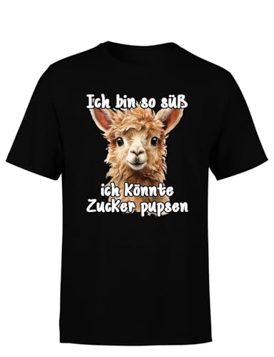 Ich Bin So Süß Ich Könnte Zucker Pupsen lustiges Lama Herren T-Shirt, Farbe: Black, Größe: 7XL von tshirtladen