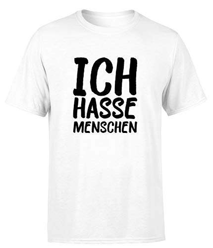 Ich Hasse Menschen T-Shirt Herren Sprücheshirt Statement, Farbe: Weiß, Größe: Large von tshirtladen