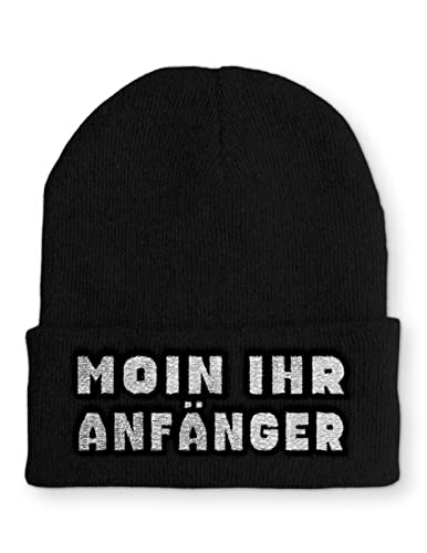 Moin ihr Anfänger Statement Beanie Mütze mit Spruch für Damen und Herren, Farbe: Black von tshirtladen