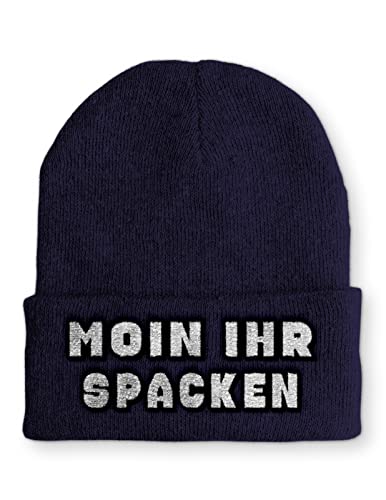 Moin ihr Spacken Statement Beanie Mütze für Damen und Herren, Farbe: Navy von tshirtladen