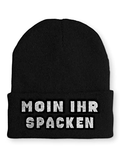 Moin ihr Spacken Statement Beanie Mütze für Damen und Herren, Farbe: Black von tshirtladen