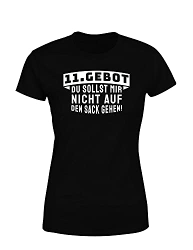 Statement lustiges Damen T-Shirt Spruch 11. Gebot du sollst Mir Nicht auf den Sack gehen, Farbe: Schwarz, Größe: Xx-Large von tshirtladen