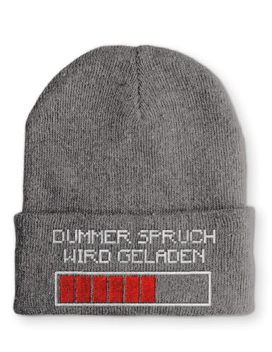 Strickmütze Dummer Spruch Wird geladen Mütze Wintermütze lustige Beanie mit Stick, Farbe: Grau von tshirtladen