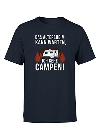 Urlaub Camping Das Altersheim kann warten Campingplatz Wohnwagen Herren T-Shirt Zelten, Größe: XXX-Large, Farbe: Navy von tshirtladen