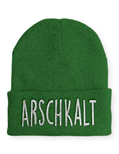 tshirtladen Arschkalt Statement Wintermütze lustiger Spruch für die Piste und den Winter, Farbe: Kelly Green von tshirtladen