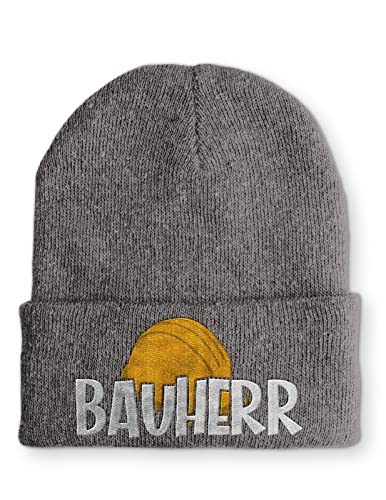 tshirtladen Bauherr lustiges Design Statement Beanie Mütze mit Spruch, Farbe: Grau von tshirtladen