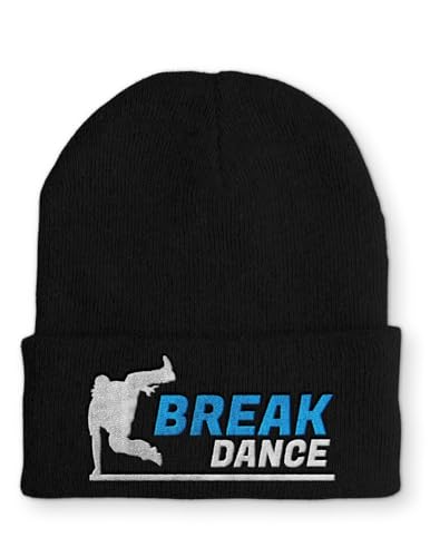 tshirtladen Beanie Break Dance Wintermütze Mütze mit lustigem Spruch, Farbe: Black von tshirtladen