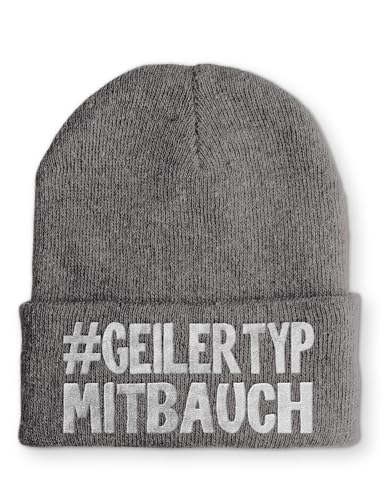 Beanie Geiler Typ mit Bauch Wintermütze Mütze mit lustigem Spruch, Farbe: Grau von tshirtladen