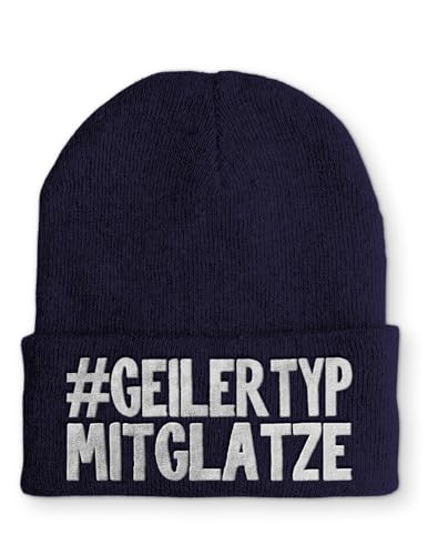 Beanie Geiler Typ mit Glatze Wintermütze Mütze mit lustigem Spruch, Farbe: Navy von tshirtladen