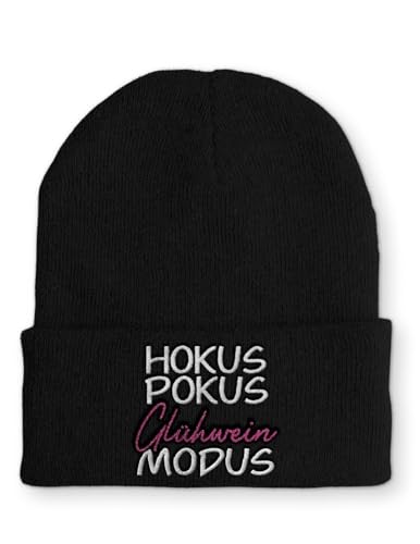 tshirtladen Beanie Hokus Pokus Glühwein Modus Wintermütze Mütze mit lustigem Spruch, Farbe: Black von tshirtladen