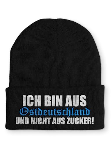 tshirtladen Beanie Ich Bin aus Ostdeutschland Wintermütze Mütze mit lustigem Spruch, Farbe: Black von tshirtladen
