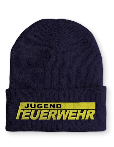 tshirtladen Beanie Jugendfeuerwehr Wintermütze Mütze mit lustigem Spruch, Farbe: Navy von tshirtladen