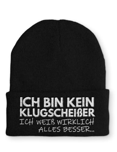 tshirtladen Beanie Mütze Ich bin kein Klugscheißer ich weiß wirklich alles besser Statement Wintermütze, Farbe: Black von tshirtladen
