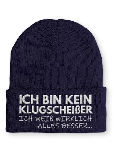 tshirtladen Beanie Mütze Ich Bin kein Klugscheißer ich weiß wirklich Alles Besser Statement Wintermütze, Farbe: Navy von tshirtladen