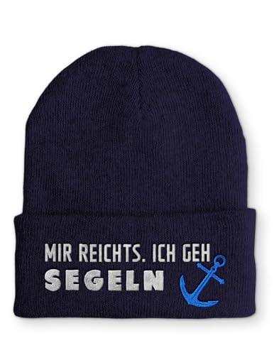 tshirtladen Beanie Mütze Mir reichts. Ich GEH segeln Statement Wintermütze, Farbe: Navy von tshirtladen