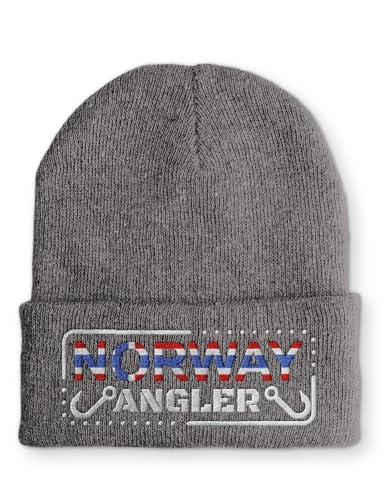 tshirtladen Beanie Norway Angler Wintermütze lustige Mütze mit Spruch, Farbe: Grau von tshirtladen