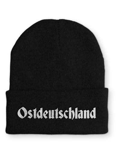 tshirtladen Beanie Ostdeutschland Wintermütze Mütze mit lustigem Spruch, Farbe: Black von tshirtladen