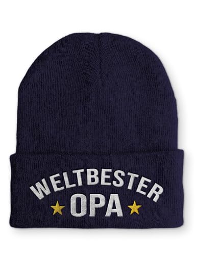 tshirtladen Beanie Weltbester Opa Wintermütze Mütze mit lustigem Spruch, Farbe: Navy von tshirtladen