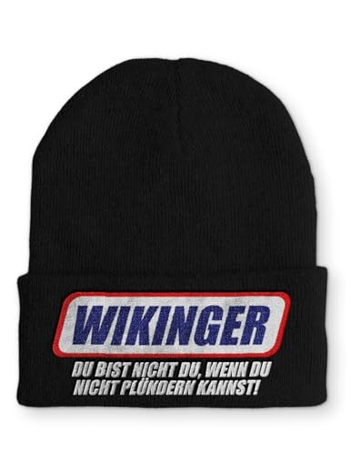 tshirtladen Beanie Wikinger du bist Nicht du Wintermütze Mütze mit lustigem Spruch, Farbe: Black von tshirtladen